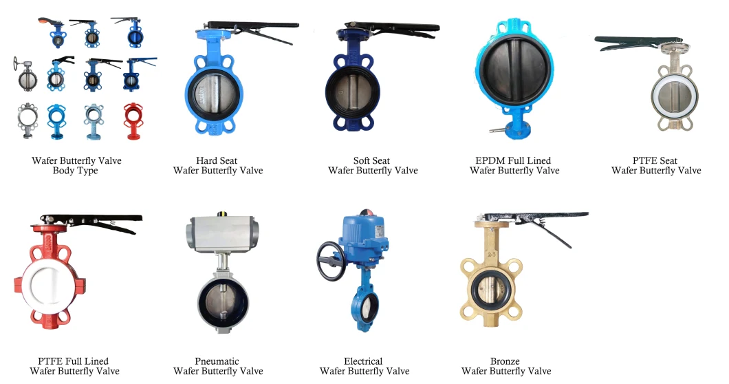 Wafer Cast Iron/CF8m/CF8 EPDM/PTFE Coated Disc En593 API 609 Wafer Butterfly Valves