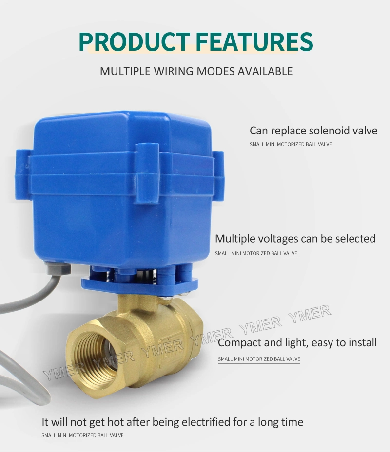 3/4inch DN20 AC12V DC12V Brass Mini Motorized Ball Valve for Water