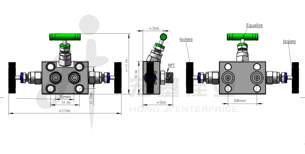 Stainless Steel 3-Way Needle Valve Manifolds