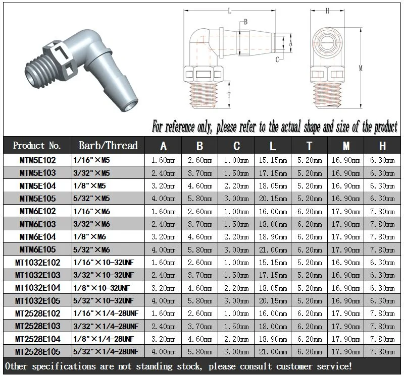 Full Range Tube to Port Bsp/NPT Male Female Thread Hose Barb Plastic Pipe Threaded Fittings